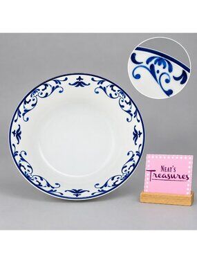 Palate & Plate FOLIAGE BLUE Scrolls Commercial Heavy Ceramic 10" Pasta Soup Bowl